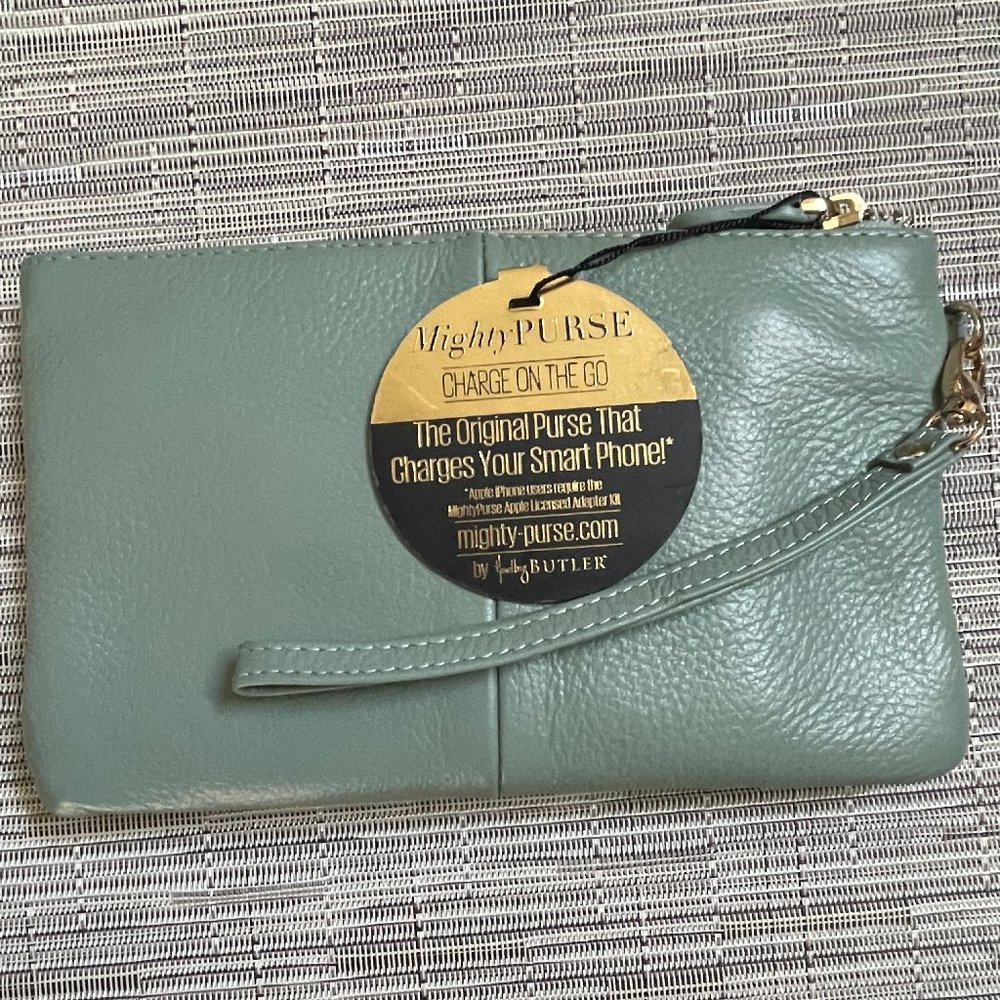 H Butler Mighty Purse Wristlet Handbag Light Blue Cell Phone Charger